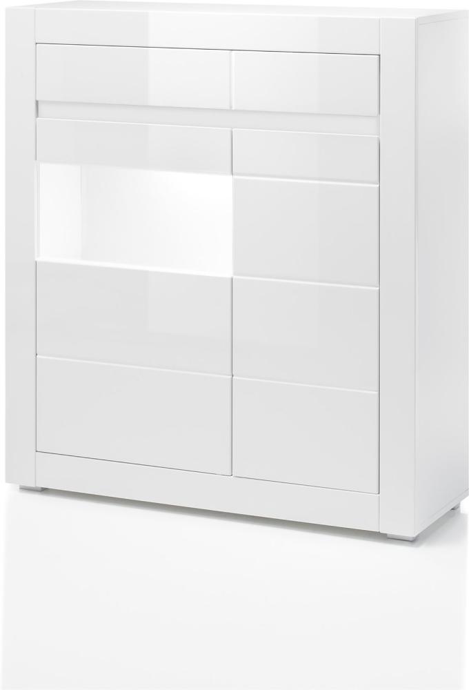 Highboardvitrine CARAT, Weiß MDF Hochglanz Bild 1