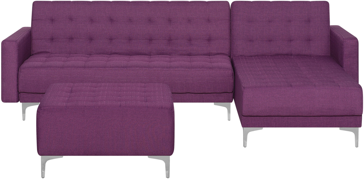 Schlafsofa Polsterbezug violett linksseitig mit Ottomane ABERDEEN Bild 1
