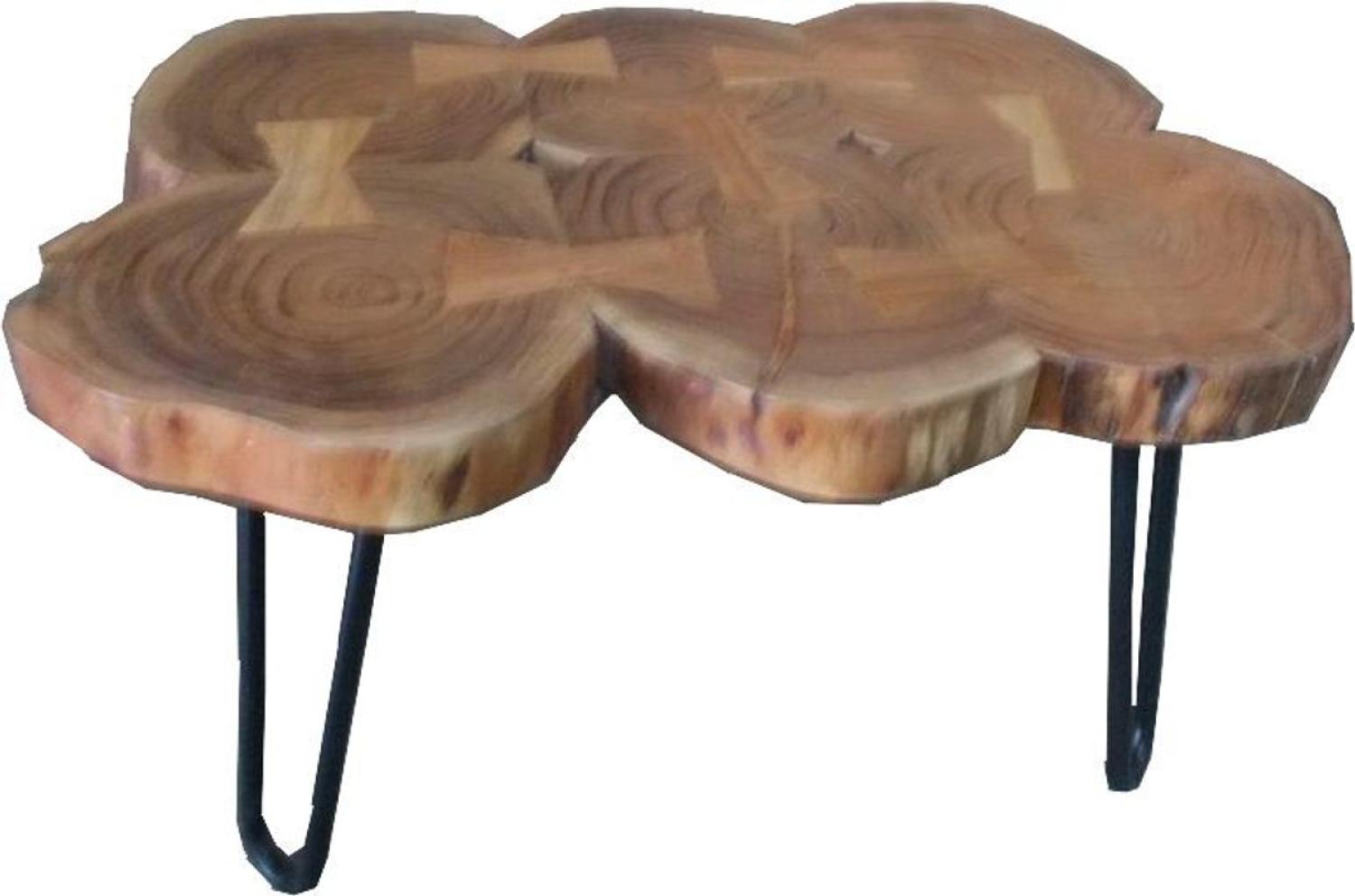 Casa Padrino Beistelltisch Akazien Holz / Eisen 80 - 115 cm - Industrial Möbel Hocker Tisch Bild 1