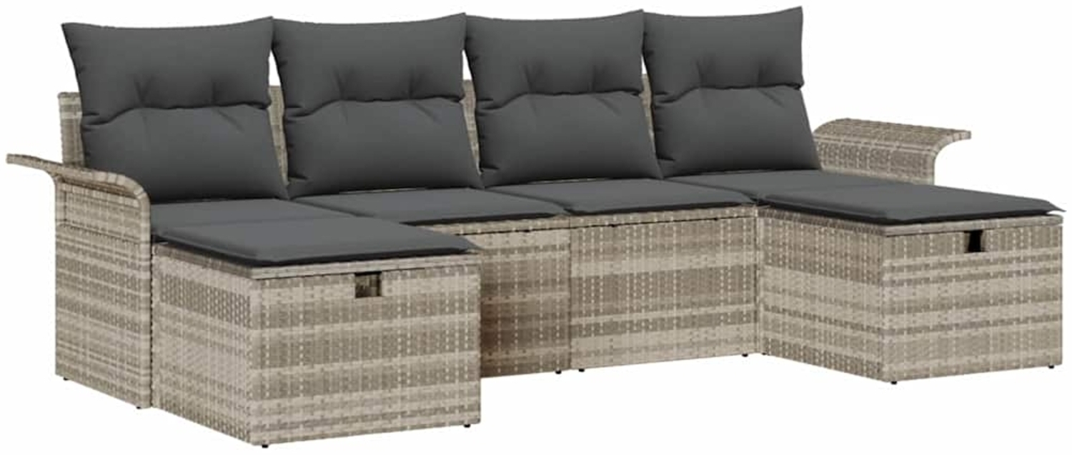 vidaXL Gartensofa-set mit Kissen 6 pcs Hellgrau Poly-Rattan 3358921 Bild 1