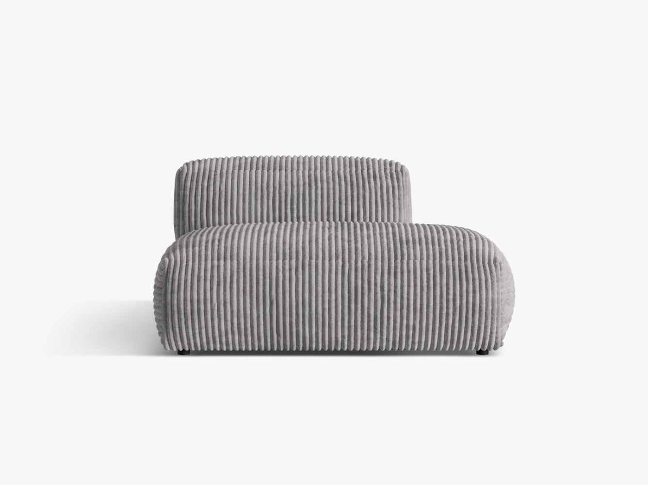 Micadoni Ecksofa-Modul Martina 1-Sitzer Kord Hellgrau Rechts Bild 1