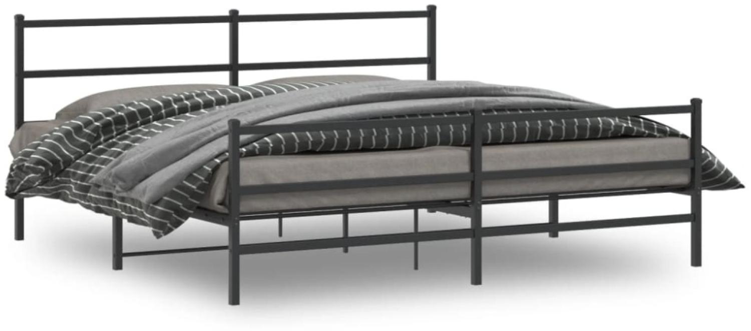 vidaXL Bettgestell mit Kopf- und Fußteil Metall Schwarz 193x203 cm 355389 Bild 1