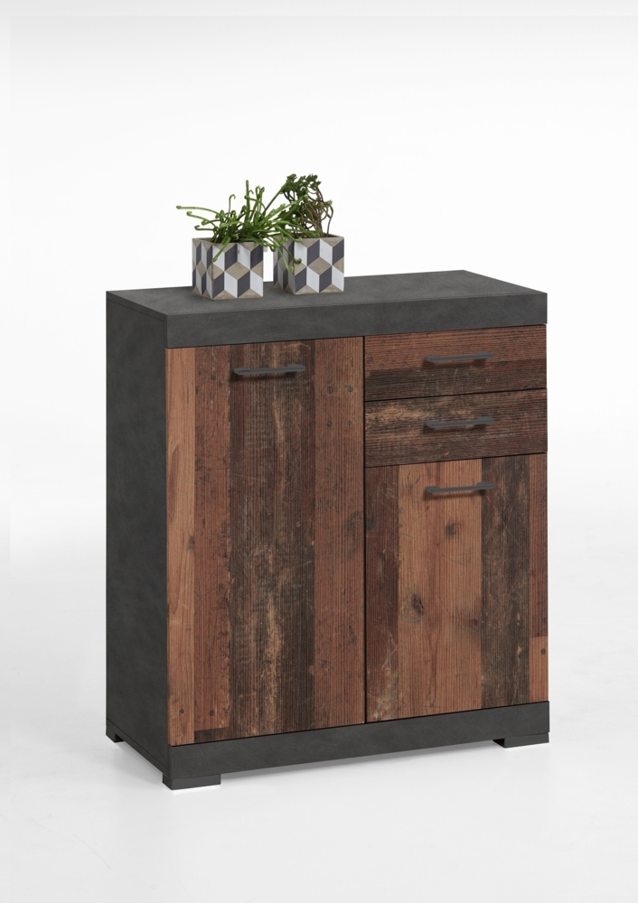 Kommode >BRISTOL 2< in Matera-Old Style dunkel - 80x89,9x34,9cm (BxHxT) Bild 1