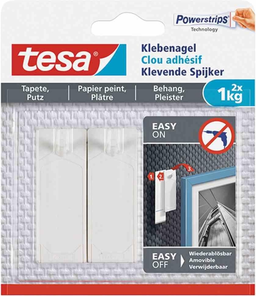 tesa Klebenagel Traglast 1 kg, 2 Stück Bild 1