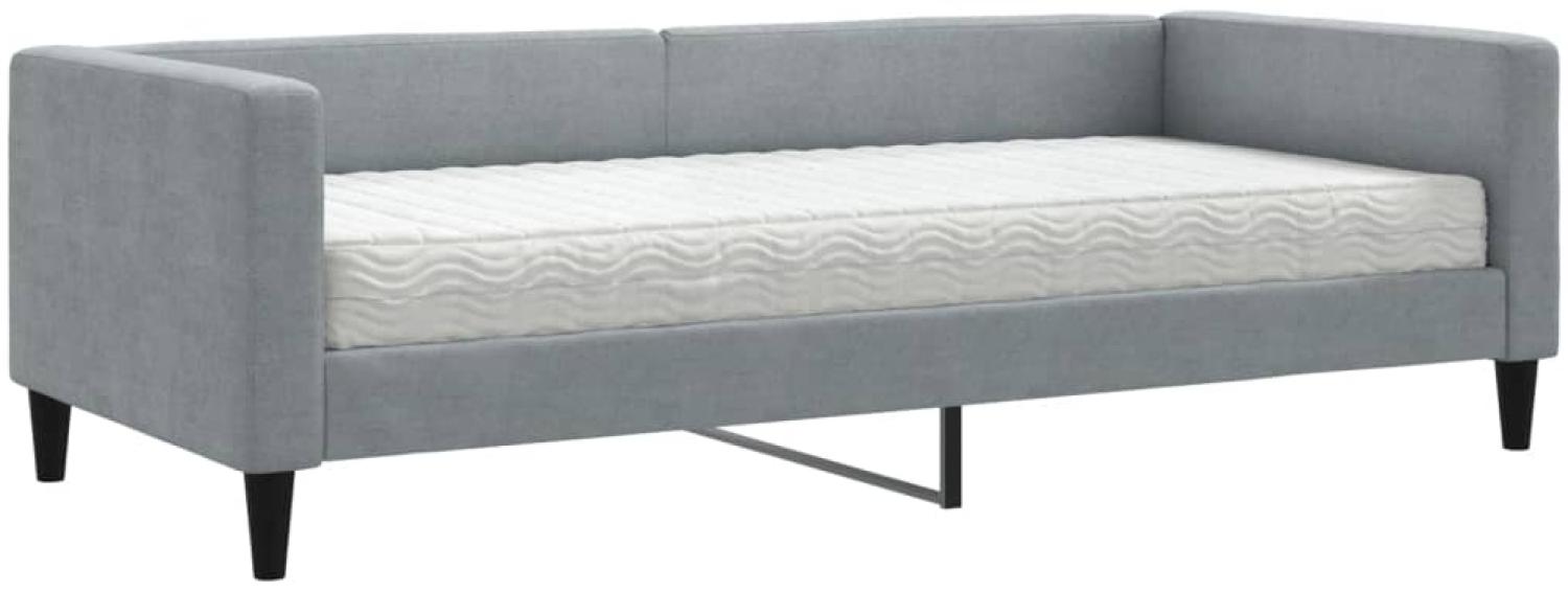 vidaXL Tagesbett mit Matratze Hellgrau 90x200 cm Stoff 3196560 Bild 1