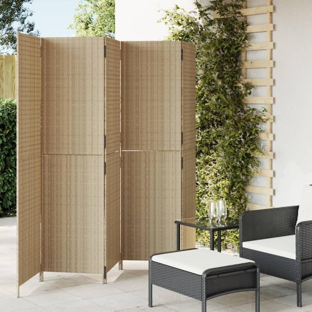 vidaXL Paravent 5-tlg. Beige Poly Rattan 365351 Bild 1