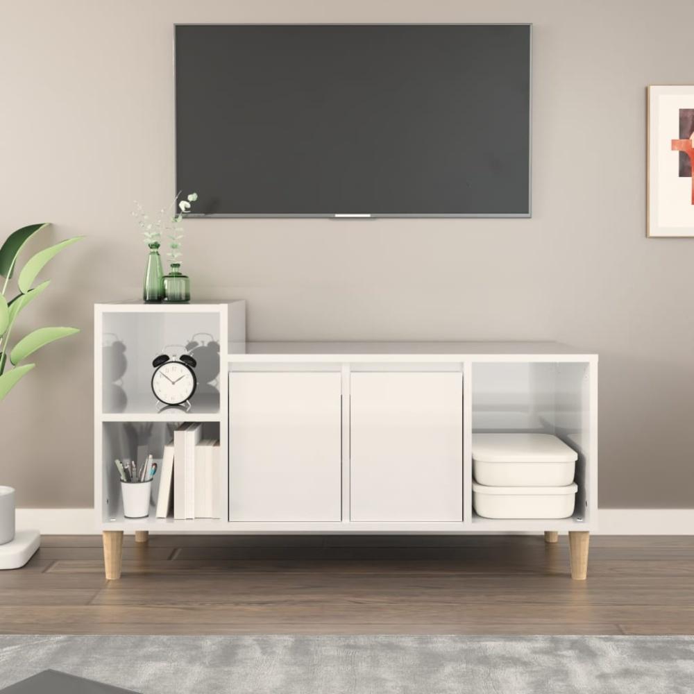 vidaXL TV-Schrank Hochglanz-Weiß 100 x 35 x 55 cm Holzwerkstoff [821174] Bild 1