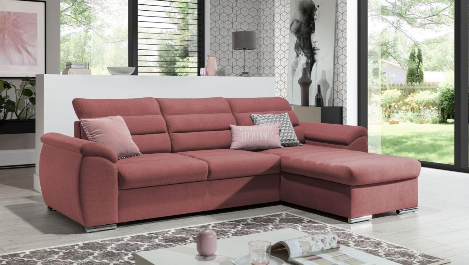 Ecksofa Schlafsofa Sofa PASCARA XS in Stoff Esito Altrosa Ottomane Rechts Bild 1