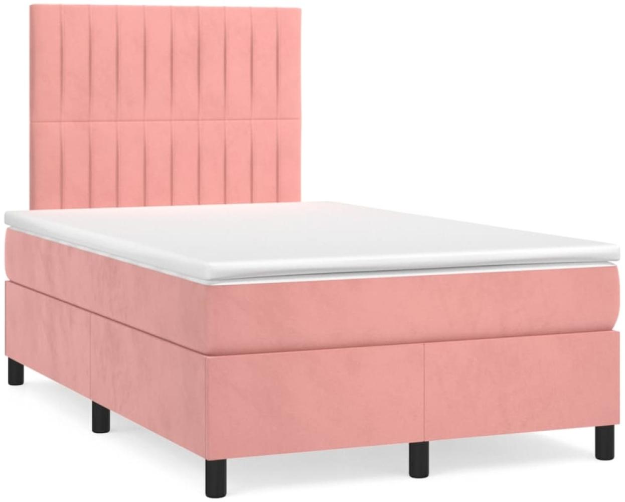 vidaXL Boxspringbett mit Matratze Rosa 120x200 cm Samt 3143138 Bild 1