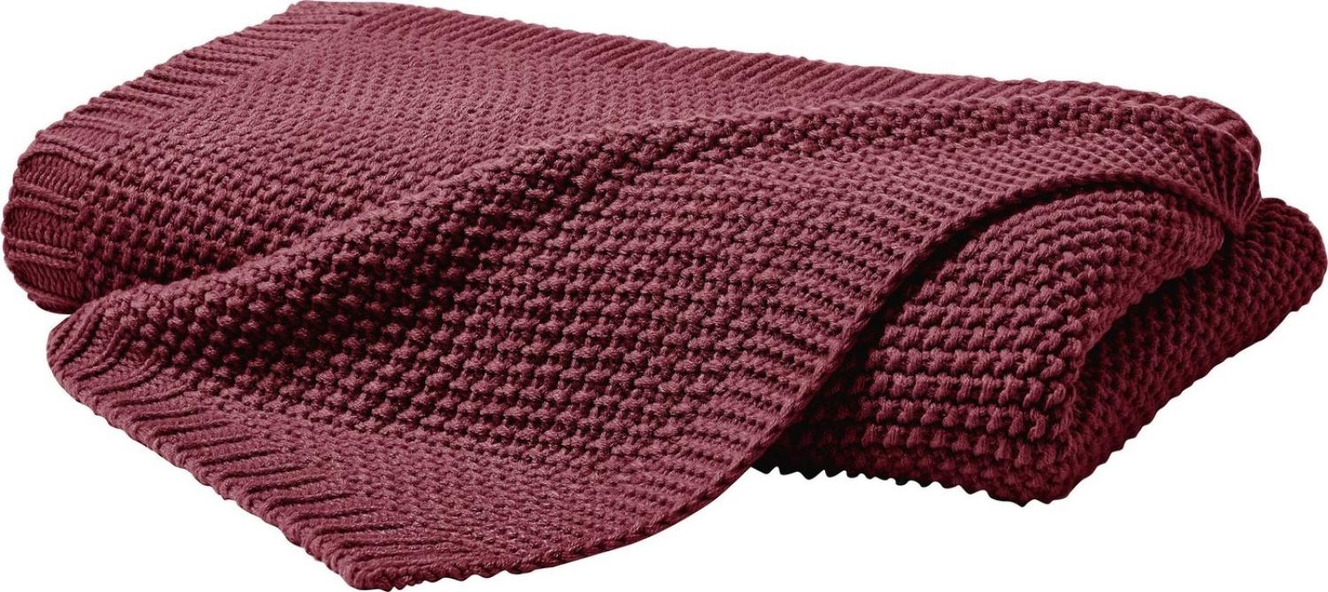 Hahn Primera Strickdecke Kuscheldecke Perlmuster 130x170 cm marsala 545001-229 Bild 1