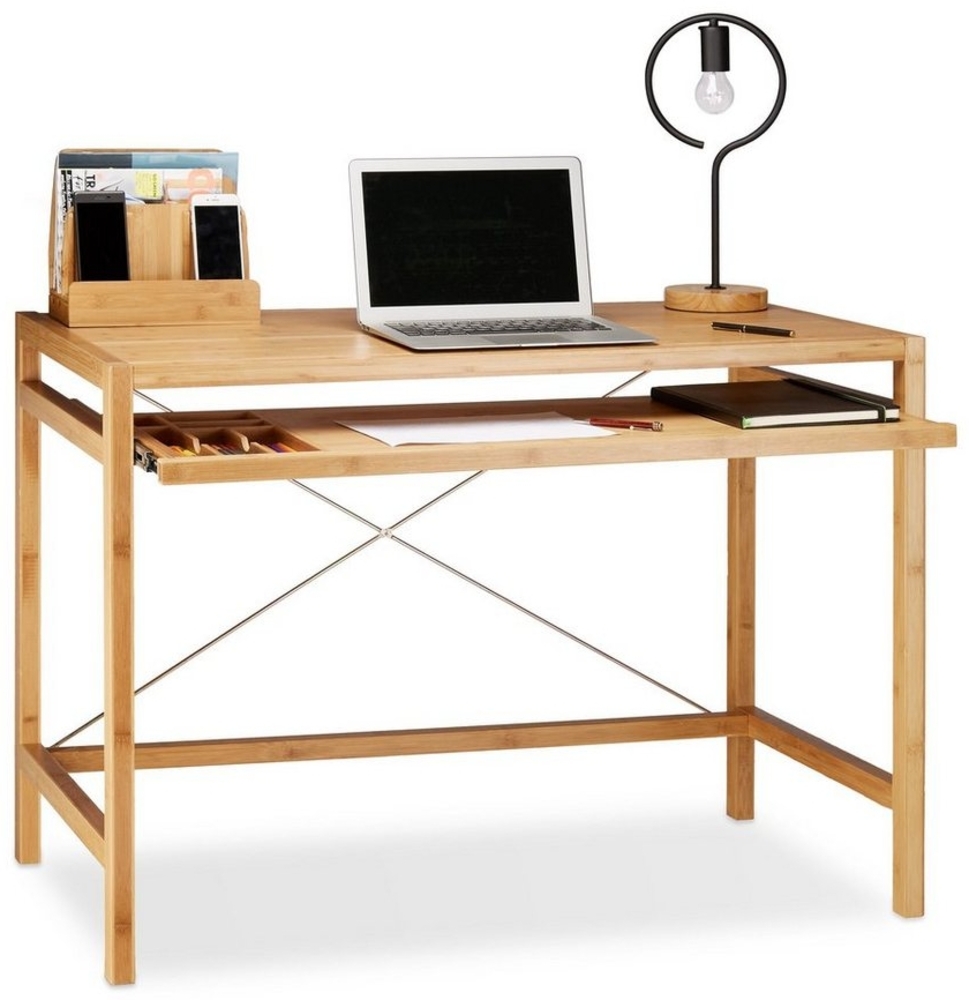 Computertisch Holz mit Tastaturauszug Bild 1