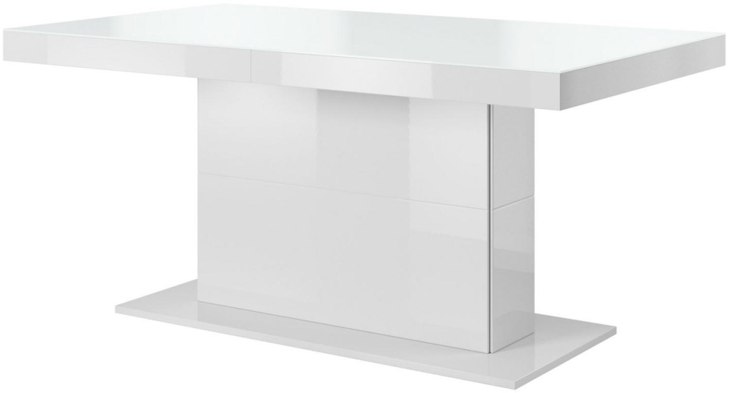 Esstisch "Quartz" Küchentisch ausziehbar 165-255x95cm weiß hochglanz weißglas Bild 1