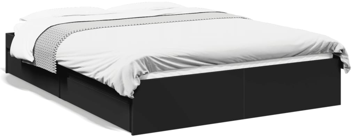 vidaXL Bettgestell mit Schubladen Schwarz 120x200 cm Holzwerkstoff 3280665 Bild 1