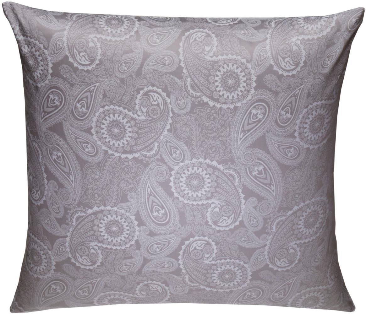 Bettwaesche-mit-Stil Mako-Satin Damast Paisley Bettwäsche "Davos" weiß - grau Kissenbezug 80x80 cm Bild 1