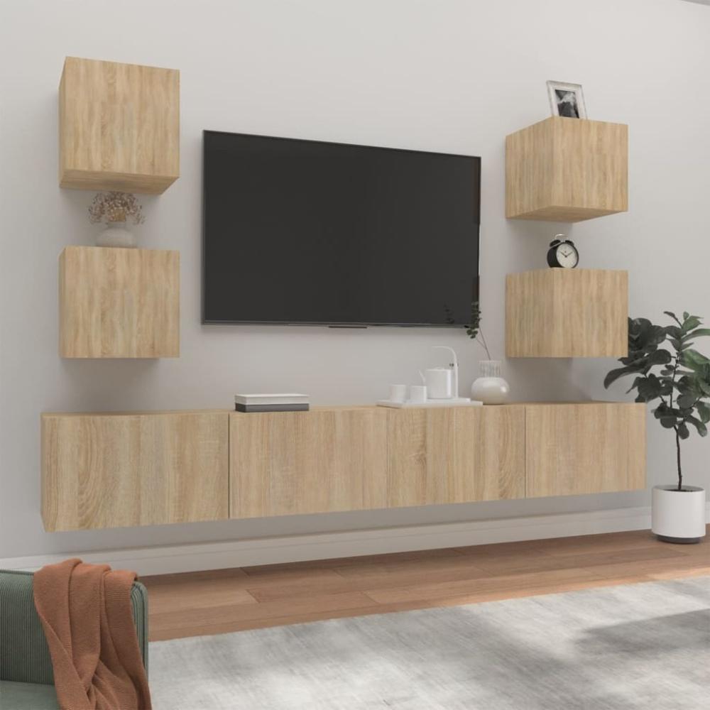 6-tlg. TV-Schrank-Set Sonoma-Eiche Holzwerkstoff [3114264] Bild 1