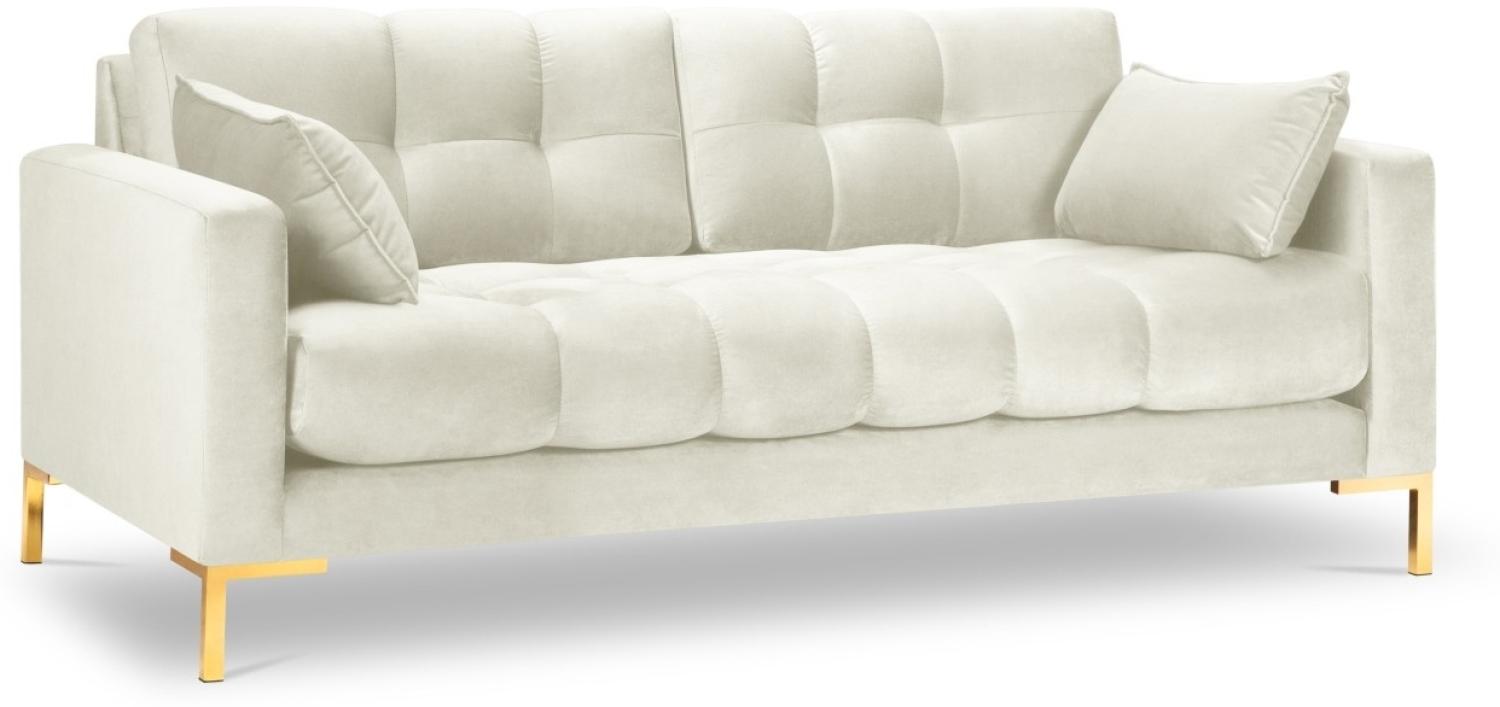 Micadoni 3-Sitzer Samtstoff Sofa Mamaia | Bezug Light Beige | Beinfarbe Gold Metal Bild 1