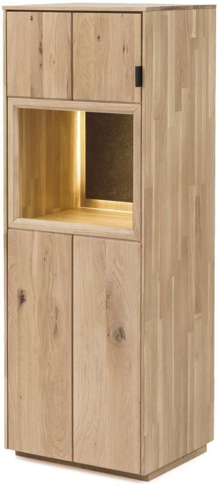 Vitrine Massivholz Idalia 50x140x42 Standvitrine Wildeiche Bianco geölt/Granit 20030 Bild 1