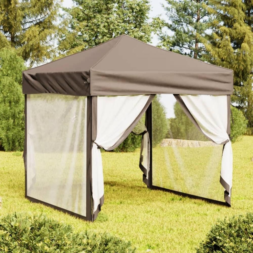 vidaXL Partyzelt Faltbar mit Seitenwänden Taupe 2x2 m 93512 Bild 1