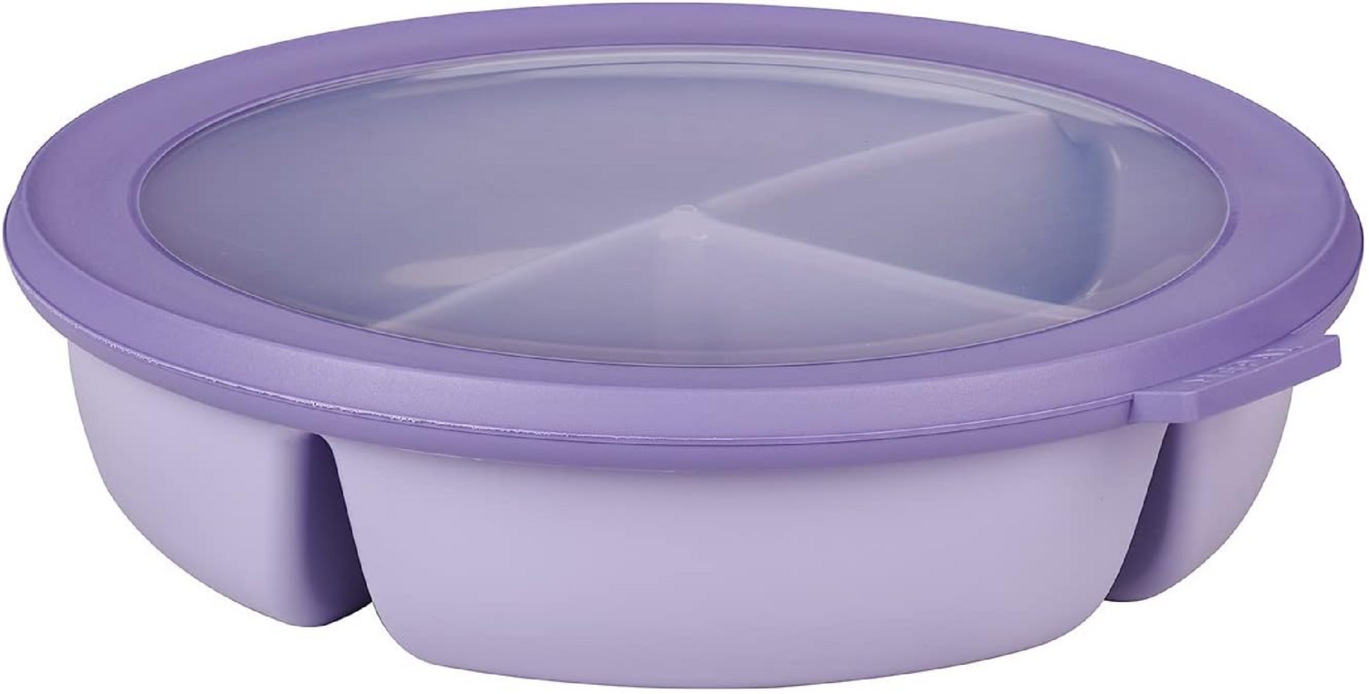 Mepal | Bento-Schüssel | Multischale mit 3 Fächern | rund Cirqula | Frischhaltedose luftdicht | Mahlzeiten getrennt aufbewahren | Meal-Prep-Boxen & Vorratsdosen | Vivid Lilac Bild 1