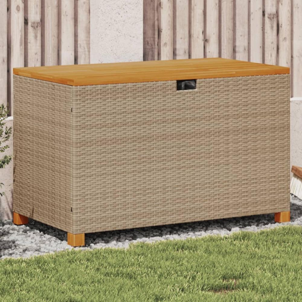 vidaXL Gartentruhe Beige 110x55x63 cm Poly Rattan Akazienholz 366287 Bild 1