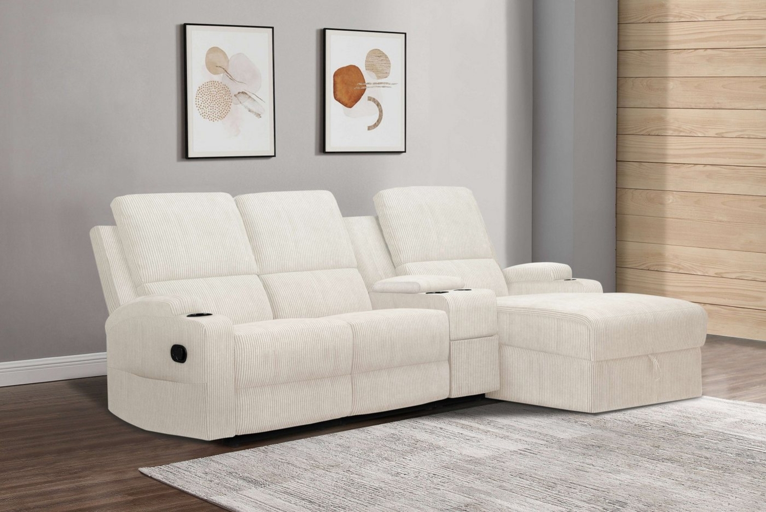 Home affaire Ecksofa NAPORI Multimediasofa, 3er Kinosessel XXL, L-Form, Cord, Kinosofa mit Relaxfunktion, Getränkehalter, Staufach und Staukasten Bild 1