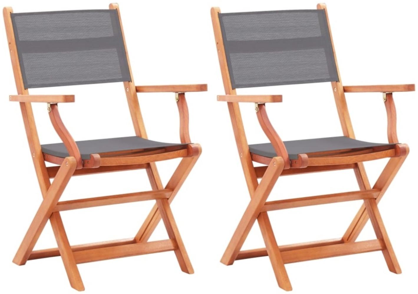 vidaXL Gartenstühle 2 Stk. Klappbar Massivholz Eukalyptus & Textilene 48690 Bild 1