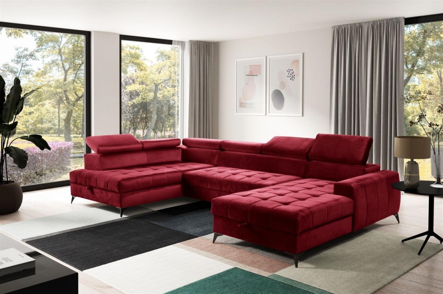 Wohnlandschaft Schlafsofa AGNESA Stoff Salvador Weinrot Ottomane Rechts Bild 1