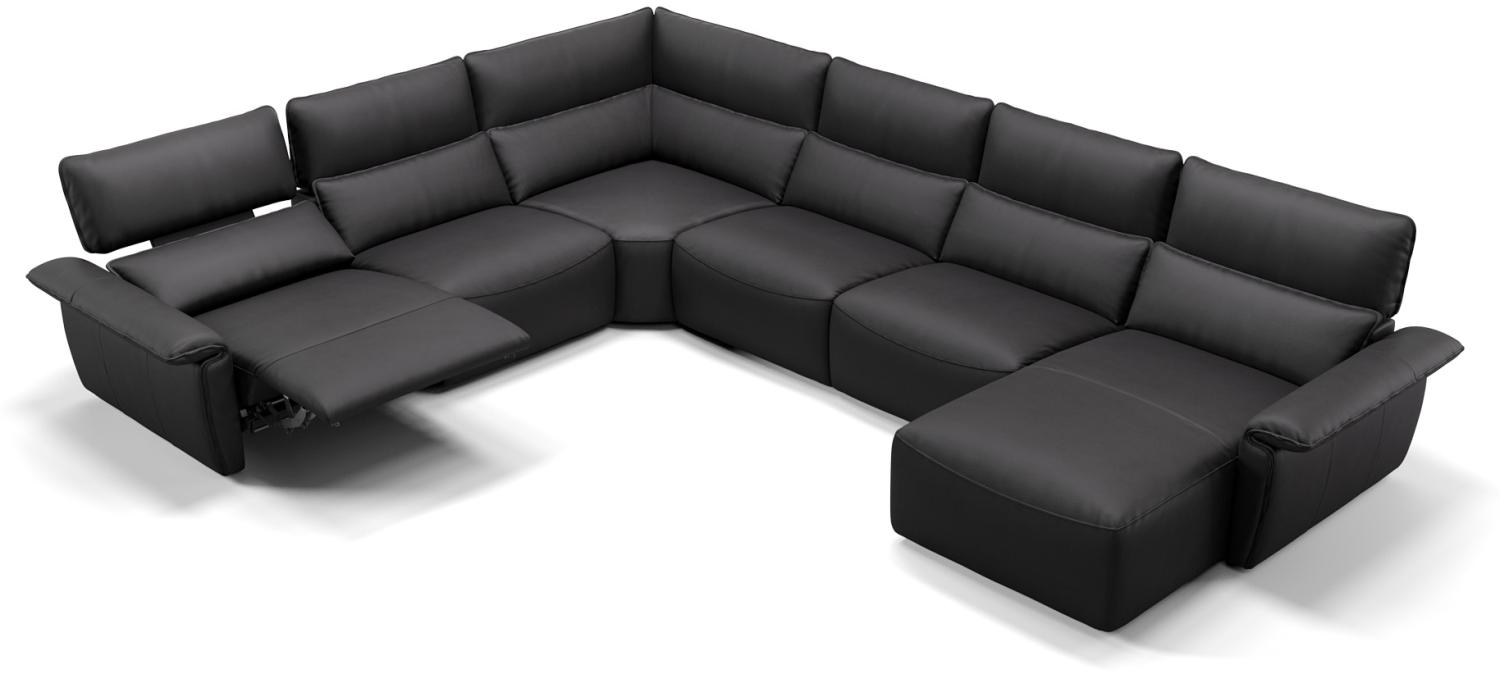 Sofanella Wohnlandschaft Merdia Ledersofa Eckcouch Sofa in Schwarz Bild 1