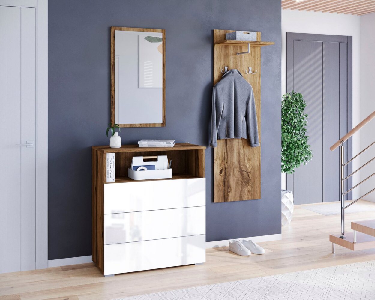 INOSIGN Garderoben-Set PARIS/ TOKYO, (Komplett-Set, 3-St), Garderoben- Set Breite 140cm, hochkant oder quer montierbar Spiegel Bild 1