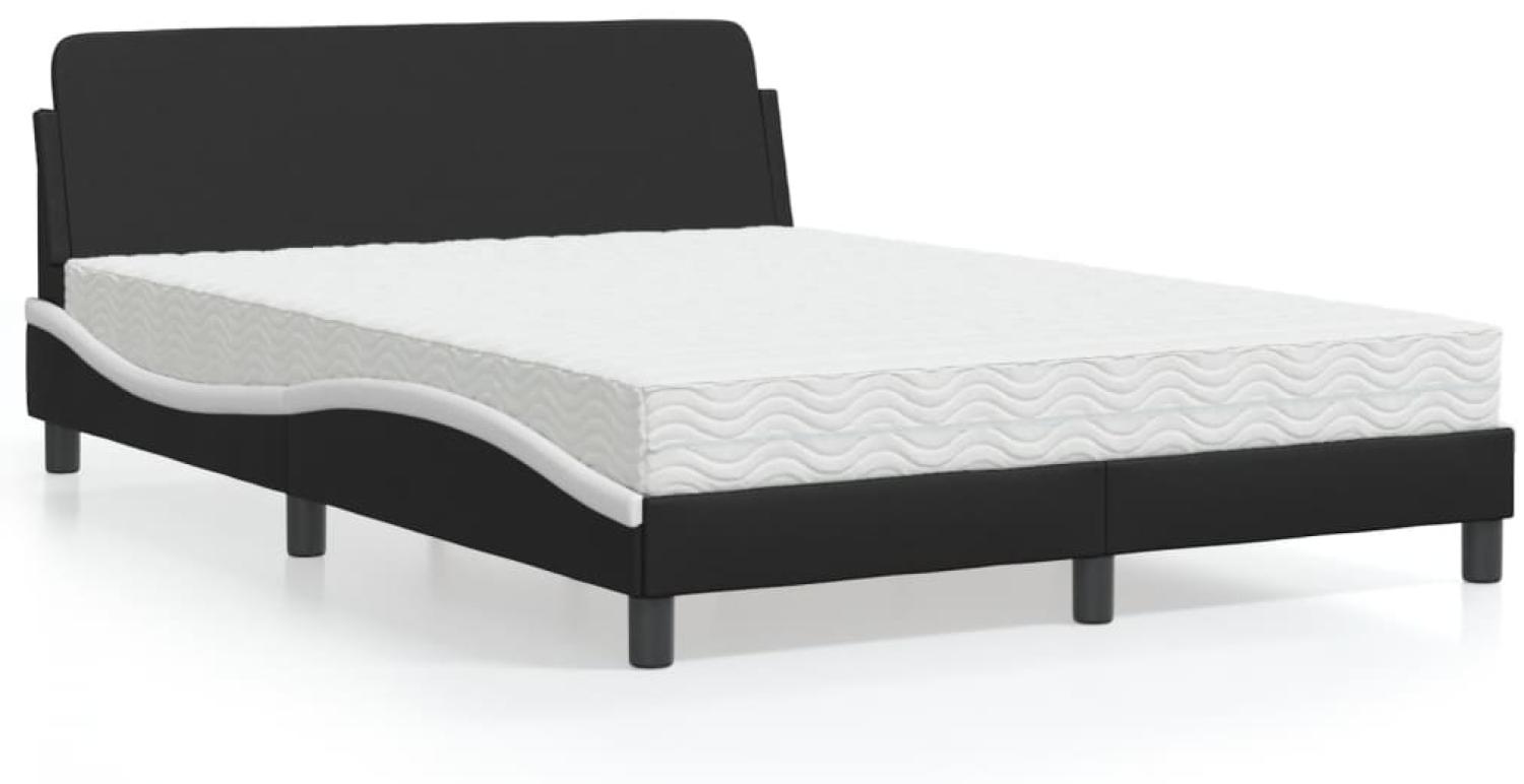 vidaXL Bett mit Matratze Schwarz und Weiß 140x190 cm Kunstleder 3208402 Bild 1