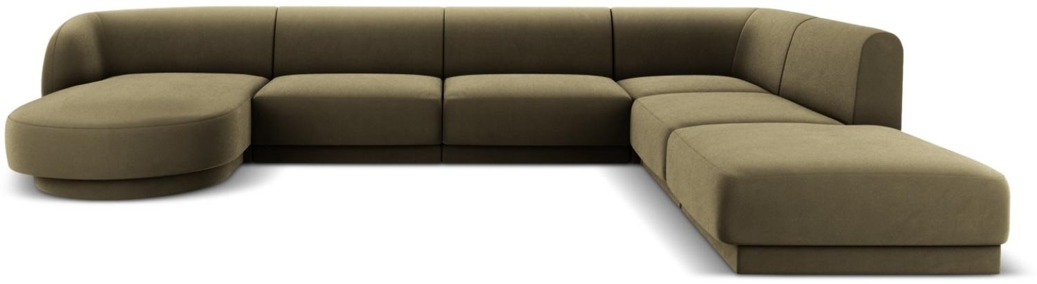 Micadoni 6-Sitzer Samtstoff Ecke rechts Sofa Miley | Beinfarbe Black Plastic, Grün Bild 1