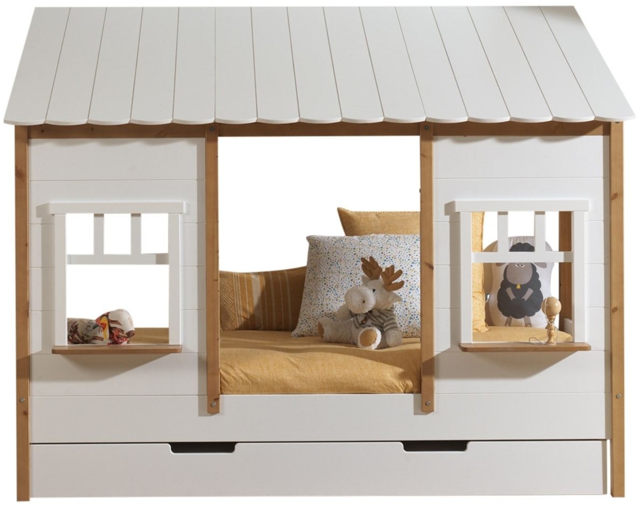 Landhausbett Kamilah 215x108x174 Massivholz+MDF Oak/Weiß Bild 1