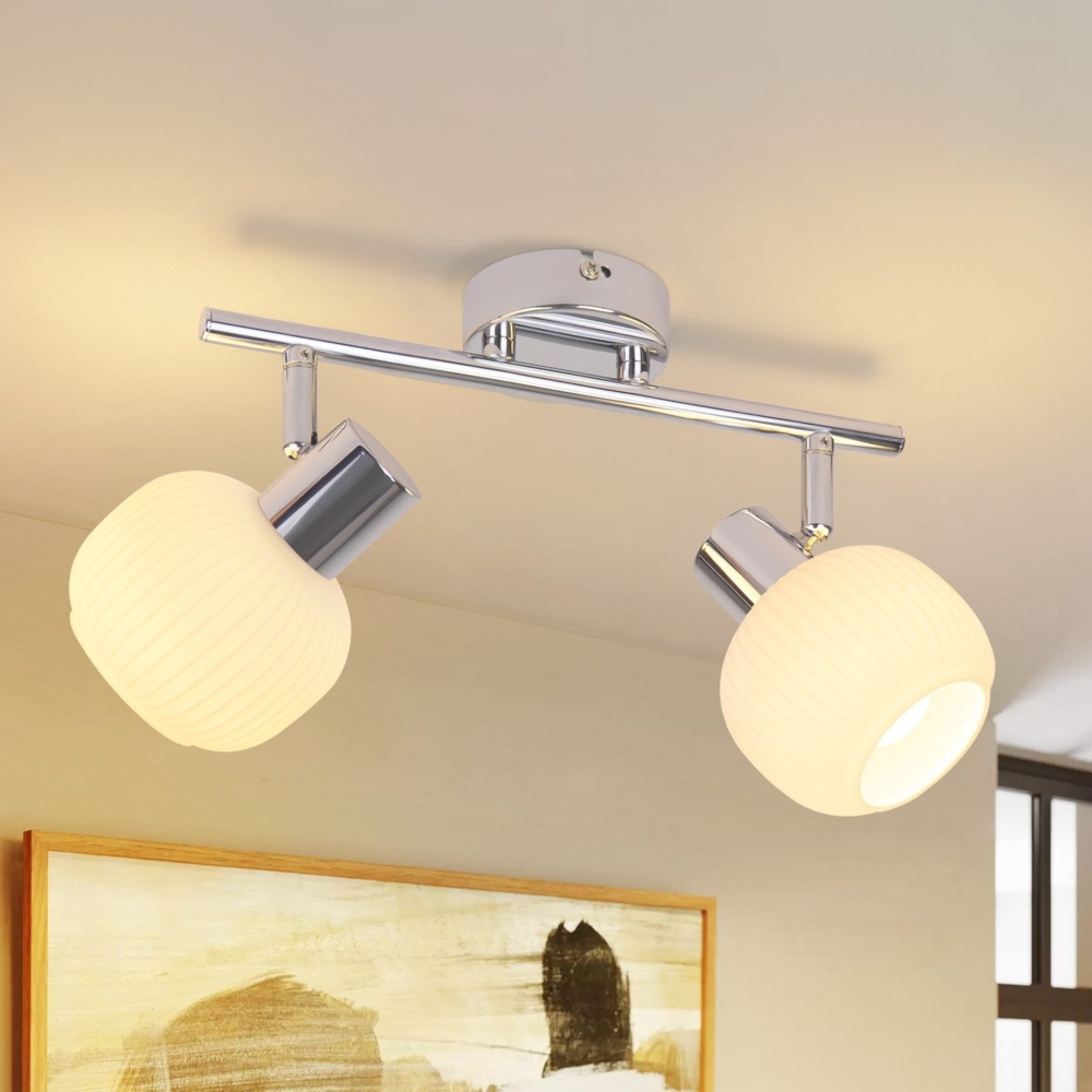 ZMH Deckenstrahler 1 Flammig Deckenleuchte Flur - Deckenlampe Weiß Strahler Innen Vintage Glas Deckenspots Morden E14 Design 350°Schwenkbar Spots für Schlafzimmer Wohnzimmer(Ohne Leuchtmittel) Bild 1