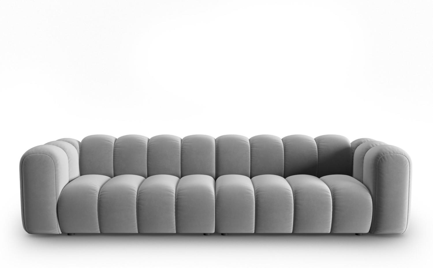 Micadoni Modulares Sofa Lupine 4-Sitzer Samtstoff Grau Bild 1