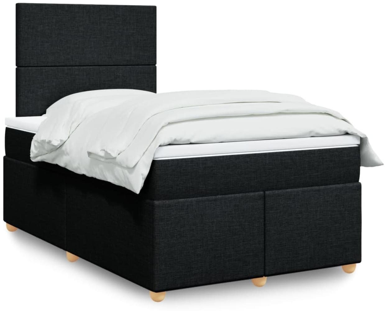 vidaXL Boxspringbett mit Matratze Schwarz 120x200 cm Stoff 3293542 Bild 1