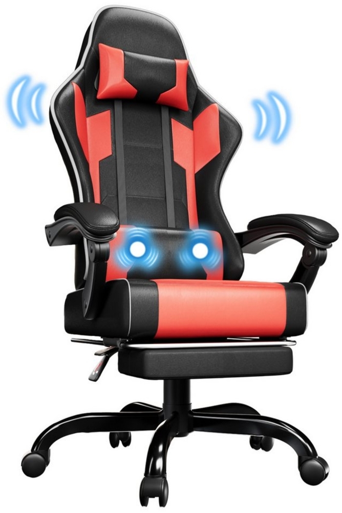 HOMALL Gaming-Stuhl Bürostuhl mit Massagefunktion, Fußstütze, ergonomischer Gaming Stuhl Bild 1