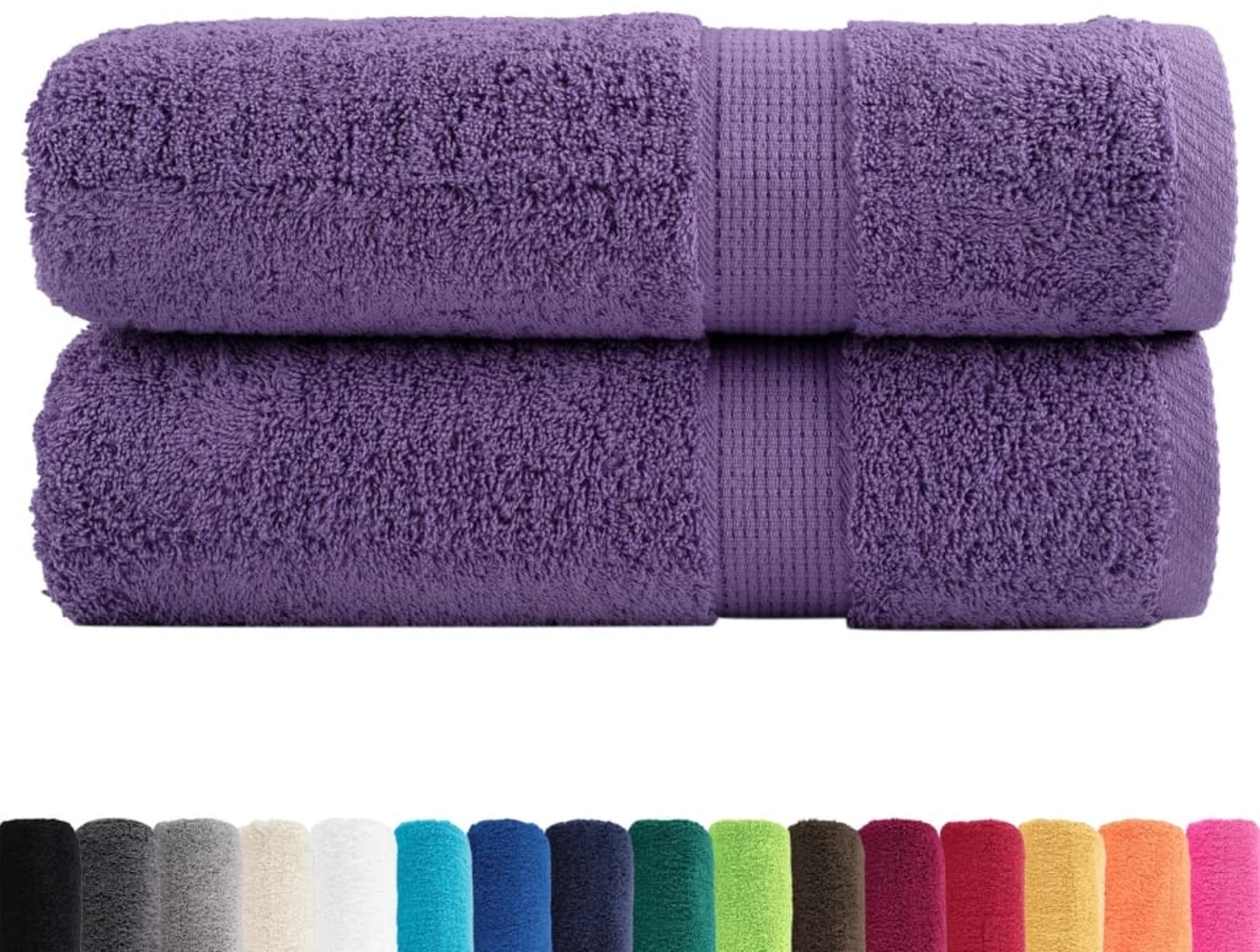 vidaXL Premium-Duschtücher SOLUND 2 Stk. Lila 70x140 cm 600 g/m² 137356 Bild 1