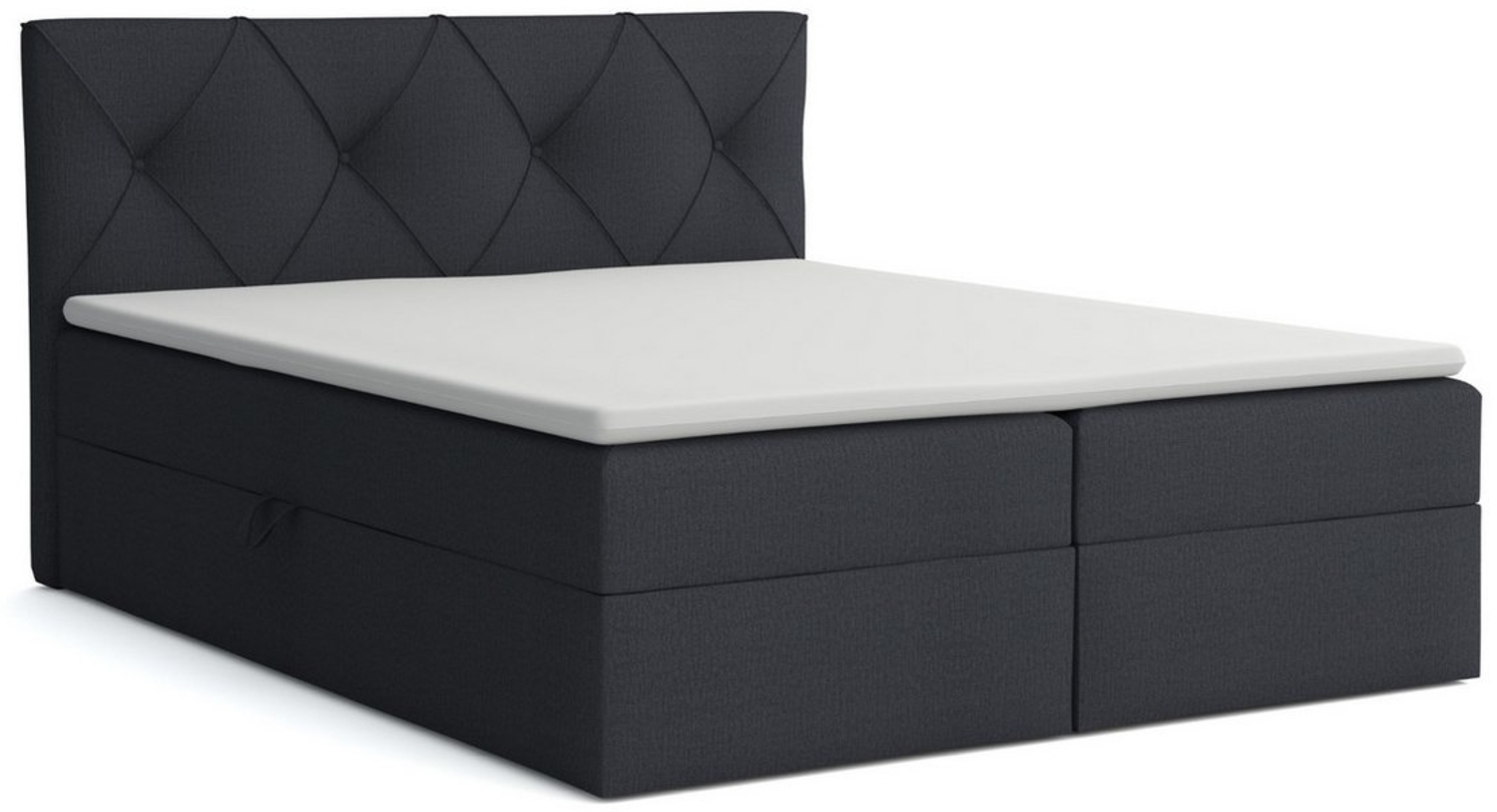 Deine Möbel 24 Boxspringbett CARLO Boxbett Polsterbett Komplettbett Velours Samt (inkl. Bonellfederkern-Matratze H3, 3-St, Beige Grau Hellgrau Dunkelgrau Anthrazit), inkl Topper Bettkästen 120x200 140x200 160x200 180x200 200x200 Bild 1