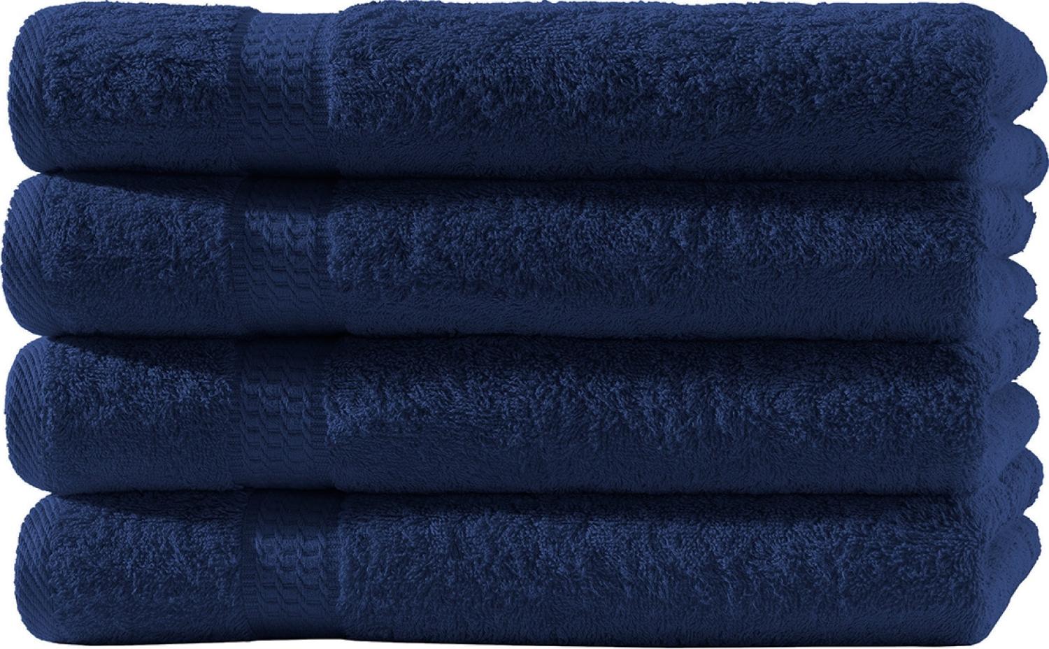 Müskaan - 4er Set Frottee Gästetücher Elegance 30x50 cm 100% Baumwolle 500 g/m² Gästetuch navyblau Bild 1