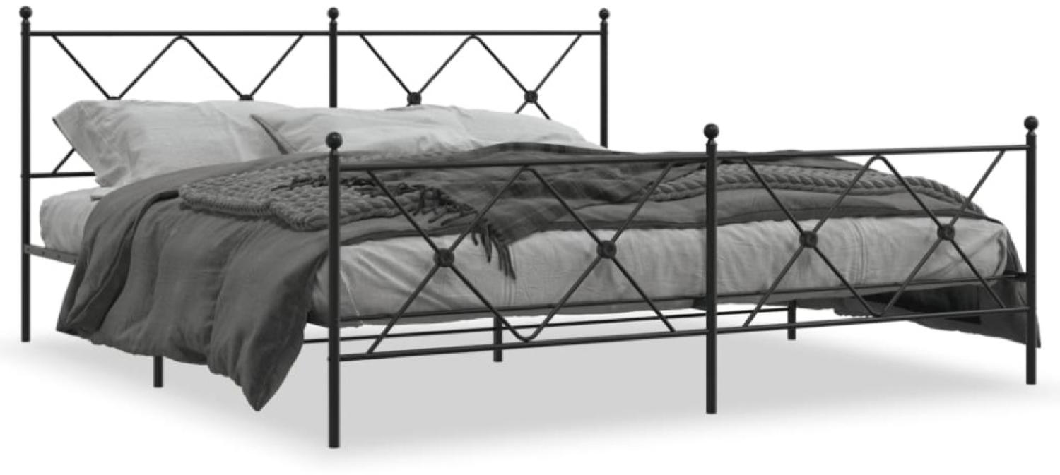 vidaXL Metallbett ohne Matratze mit Fußteil Schwarz 180x200 cm 376524 Bild 1