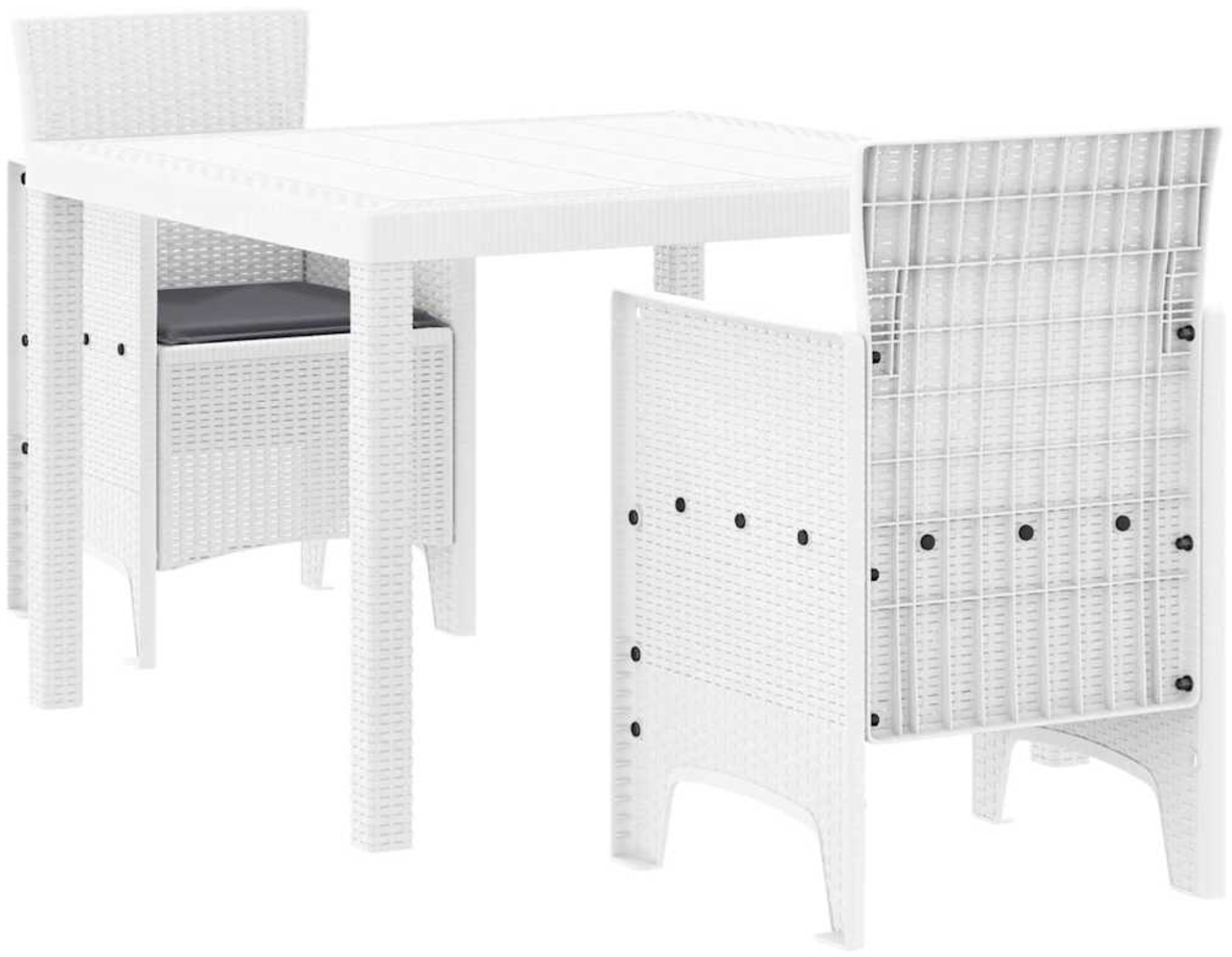 vidaXL Garten Essgruppe 3 pcs Weiß Polt Rattan 3378685 Bild 1