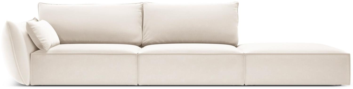 Micadoni 4-Sitzer Rechts Samtstoff Sofa Kaelle | Bezug Light Beige | Beinfarbe Black Plastic Bild 1