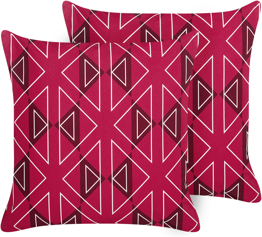 Gartenkissen 2er Set Geometrisches Muster MEZZANO 45 x 45 cm Rosa Bild 1