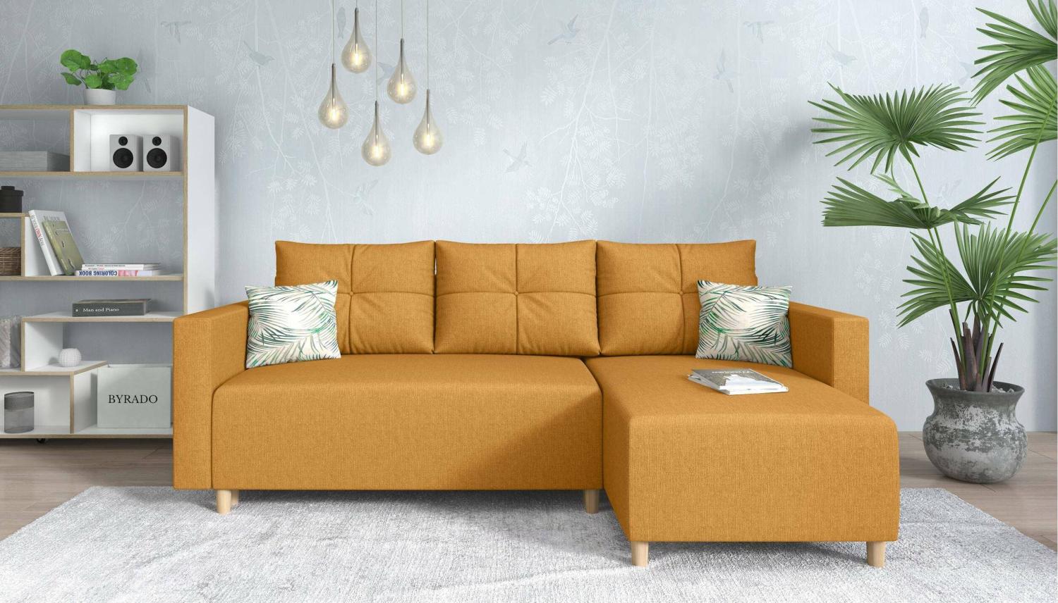 Stylefy Lamone Ecksofa Strukturstoff Gelb Rechts Bild 1