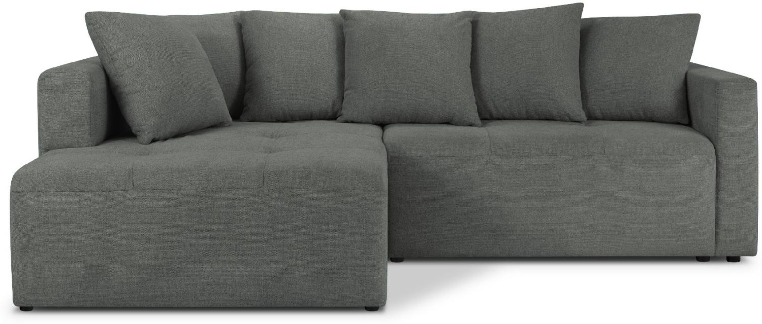 Micadoni Ecksofa mit Bettfunktion und Box Elie 4-Sitzer Links Strukturierter Stoff Grau Bild 1