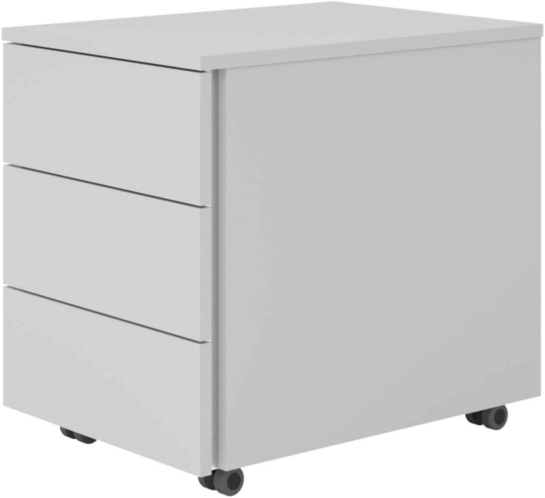 bümö lite Rollcontainer mit Schubladen, Container aus Holz in grau - Rollwagen für's Büro als Schreibtisch Unterschrank, Bürocontainer od. Schreibtischcontainer mit Seitengriff, LC30-5-5-GL Bild 1