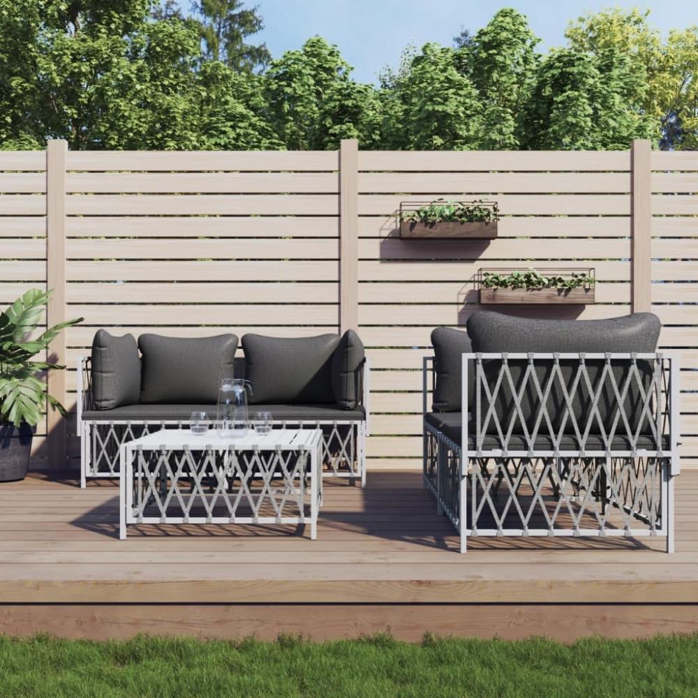 vidaXL 5-tlg. Garten-Lounge-Set mit Kissen Weiß Stahl 3186824 Bild 1