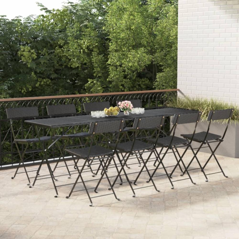 vidaXL Bistrostühle 8 Stk. Klappbar Schwarz Poly Rattan und Stahl 3152114 Bild 1