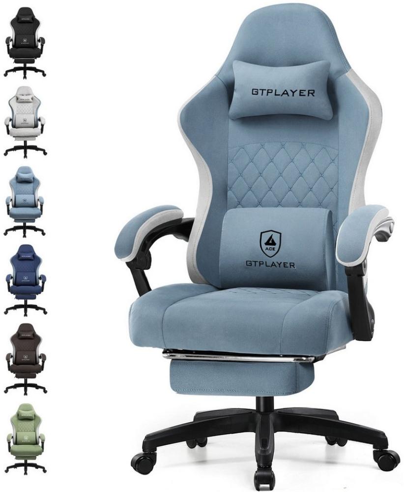 GTPLAYER Gaming-Stuhl Ergonomischer Gaming Sessel Schreibtischstuhl mit Stoffoberfläche, Federsitzkissen, Verbindungsarmlehnen, mit Fußstütze Bild 1