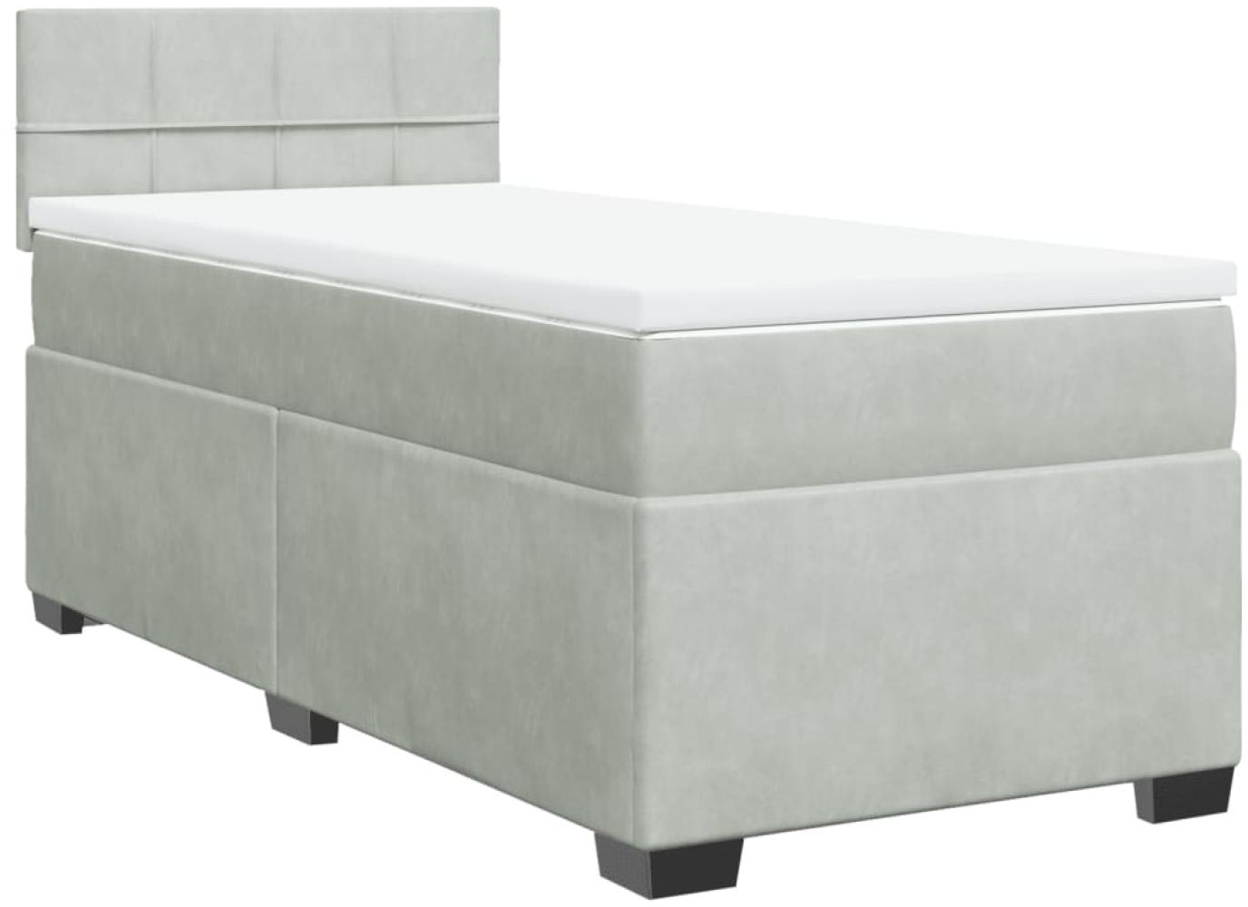 vidaXL Boxspringbett mit Matratze Hellgrau 90x200 cm Samt 3286222 Bild 1